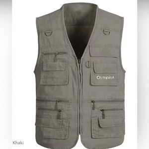 Men's Fishing Vest with Multi Pockets Work Vest Outdoor NWOT